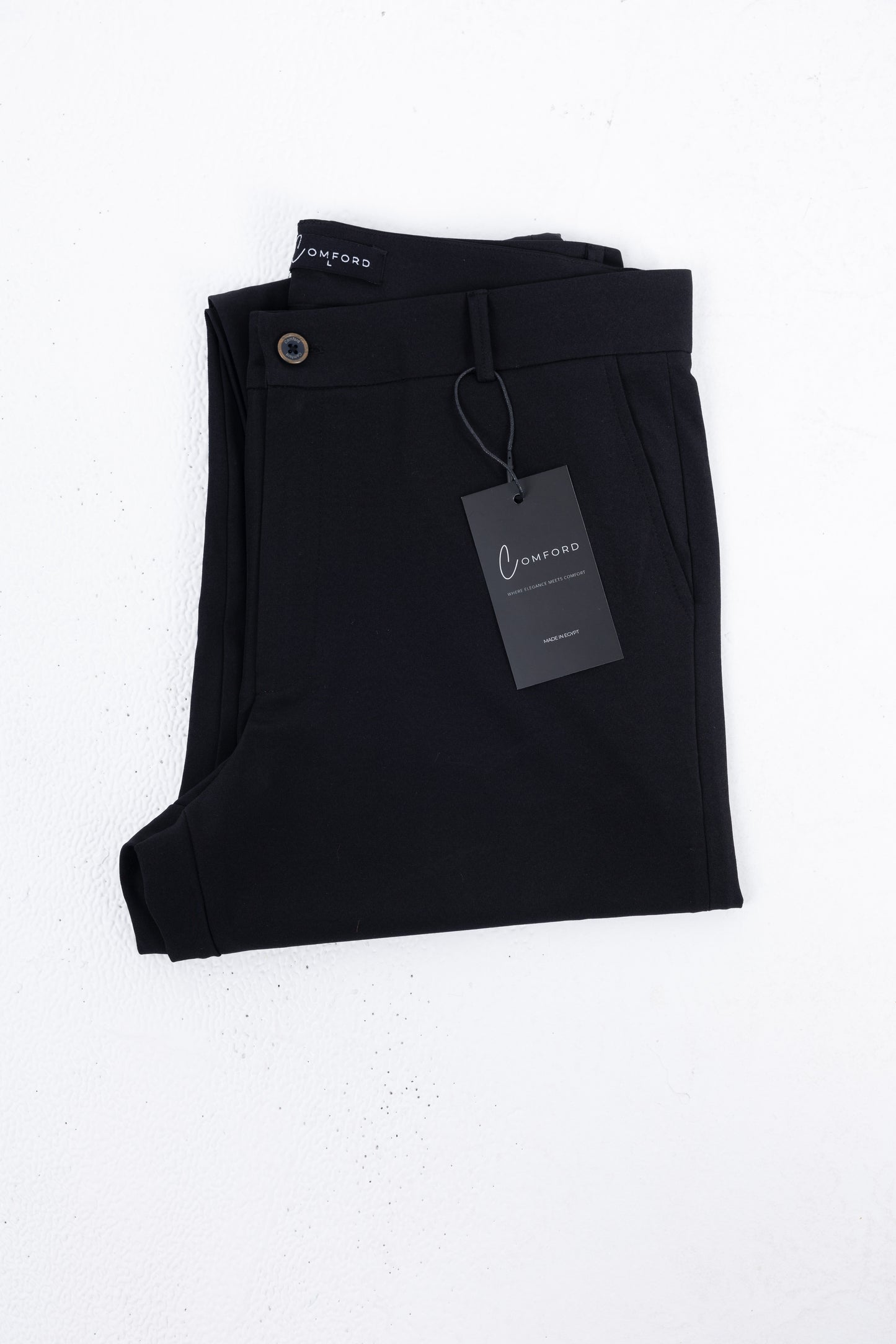 Comford Classic Midnight Black pants - fabric close-up highlighting breathable material