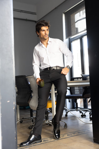 Comford Classic trousers - professional styling with dress shirt showing versatile look