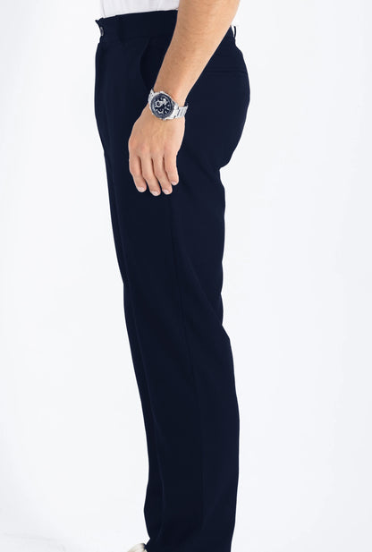 Comford Classic Navy Blue pants - close-up of fabric texture and quality stitching