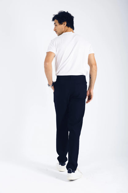 Comford Classic Navy Blue trousers - back view, casual styling