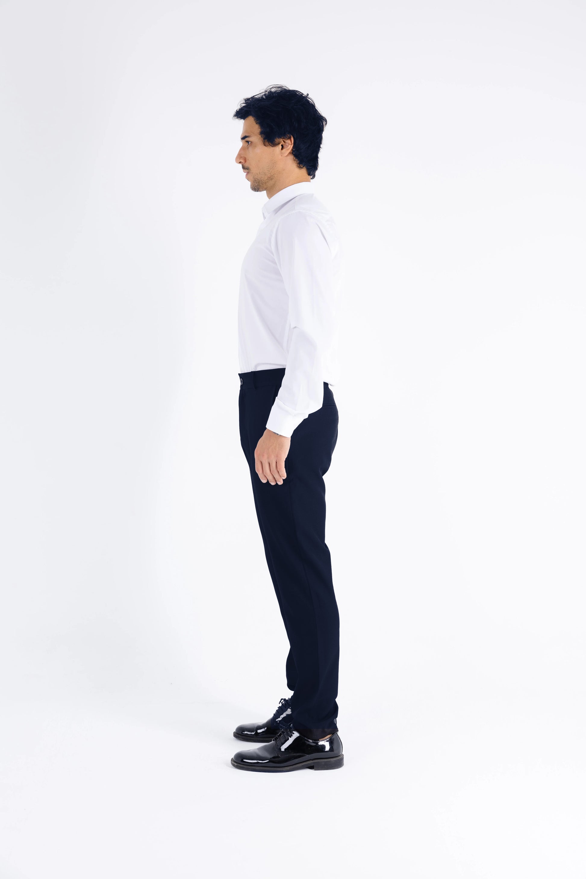 Comford Classic men's trousers in Navy Blue - side angle detail of premium construction